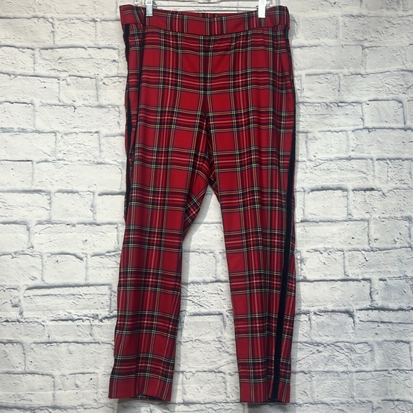 NWT-Talbots Slim Ankle Pants in Cherry Red Mountain Plaid - Picture 4 of 9